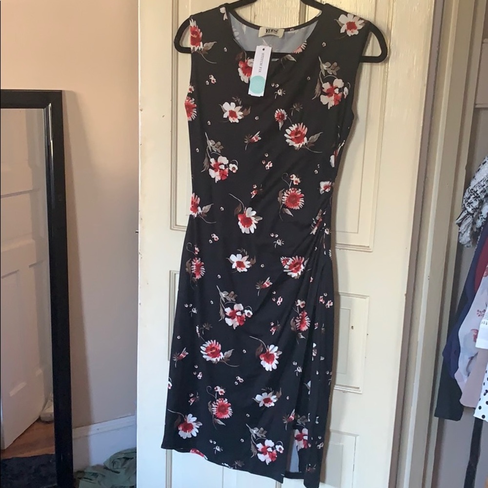 Black Cotton Floral Never Worn Dress